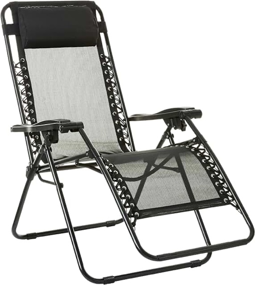 AmazonBasics Outdoor Zero Gravity Lounge Folding Chair, Black 
