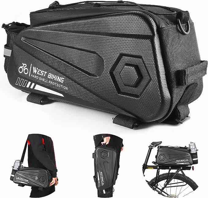 West Biking Bike Rear Seat Bag, Double Water Resistant, Zipper, Bicycle Trunk Pannier, 8.6L Capacity Waterproof Backseat Carrier Cargo Pouch with Strap & Rain Cover For Cycling Visit the West Biking Store 4.7 4.7 out of 5 stars    861 ratings  | Search