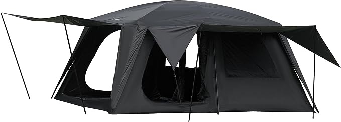 Vidalido 8-10 Person Camping Tent with 3 Door 2 Room Large Family Cabin Tents, Double Layer Waterproof Portable Glamping Tent, Big Tents for Outdoor Camping Hiking and Backpacking Black