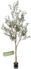 Kazeila Artificial Olive Tree 5FT Tall Faux Silk Plant for Home Office Decor Indoor Fake Potted Tree with Wood Branches and Fruits