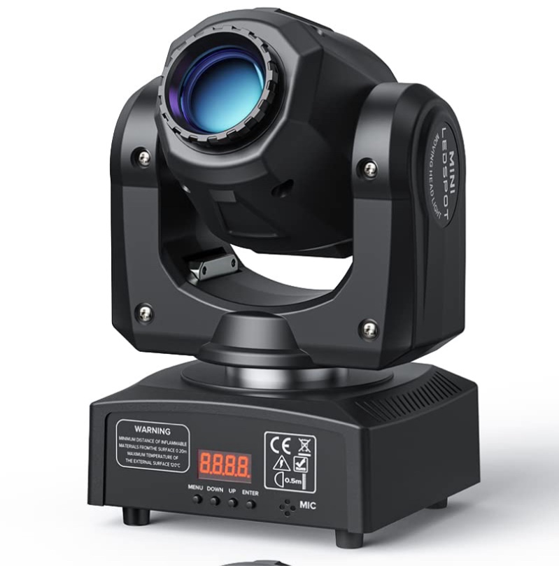 (incomplete charger ) Moving Head DJ Lights, U`King 50W LED Moving Head Light with 7 Gobos 7 Colors and Open White Beam Spotlight by DMX and Sound Activated for Wedding DJ Disco Parties Live Show Church Bar