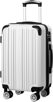 Coolife Luggage Expandable(only 28") Suitcase PC+ABS Spinner 20in 24in 28in Carry on (white grid new, S(20in)_carry on)