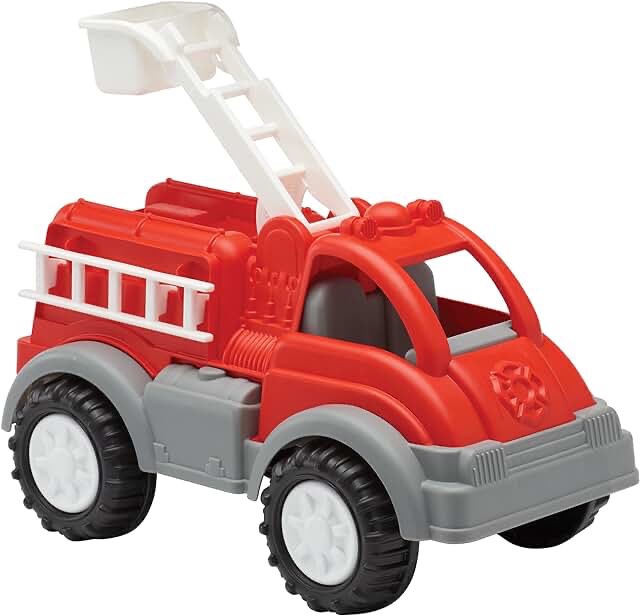 American Plastic Toys Kids’ Red Gigantic Fire Truck, Removal Ladder, Extendable Bucket, Large Knobby Wheels, Fit for Indoors & Outdoors, for Ages 2+