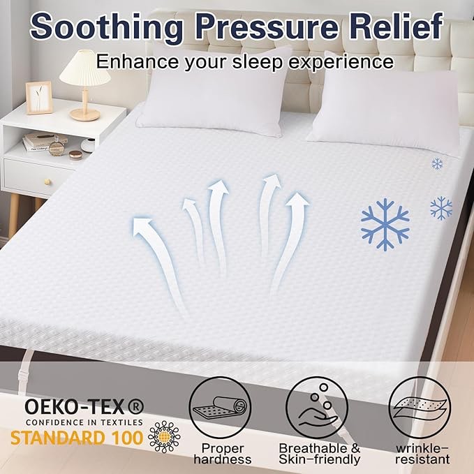 RISAR Memory Foam Mattress Topper Twin XL Size Mattress pad 3’’ Inch