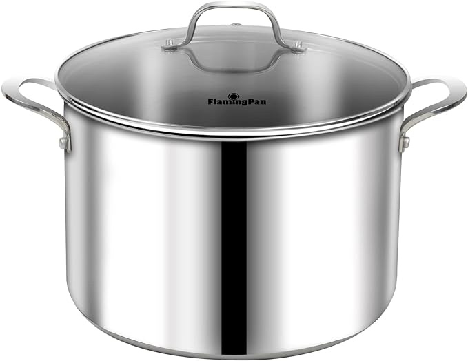 12QT Heavy Duty Stainless Steel Stock Pot - Perfect Pot for Soups, Stews, Big Pot for Large Batch Cooking - Durable, Rust-Resistant & Non-Discoloring Stock Pot, Easy to Clean