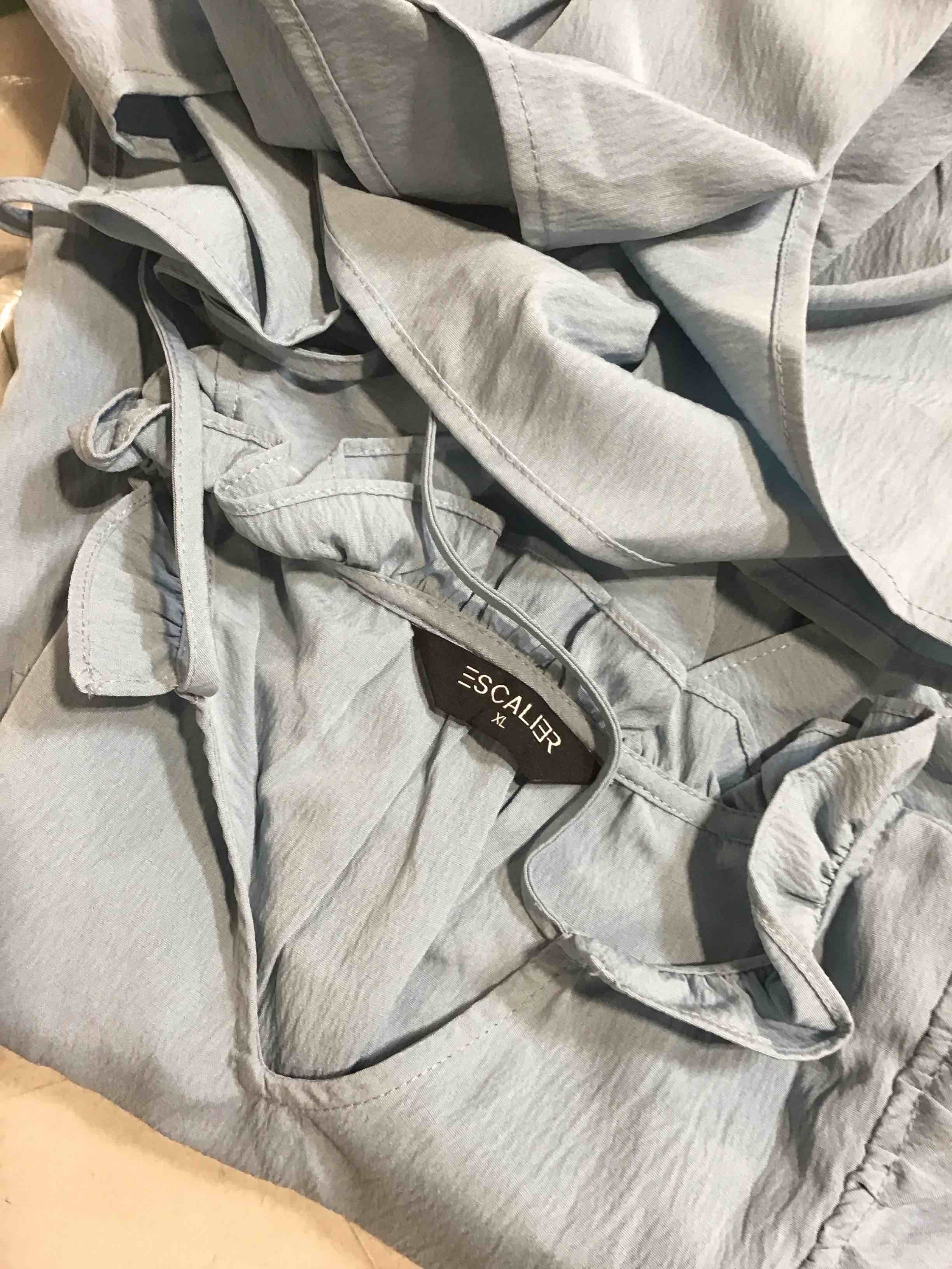 ANNA&CHRIS Womens Sundresses Summer Tie V Neck Ruffle Cap Sleeve Mini Dress with Pockets A Line Short Babydoll Dresses Misty Blue X-Large