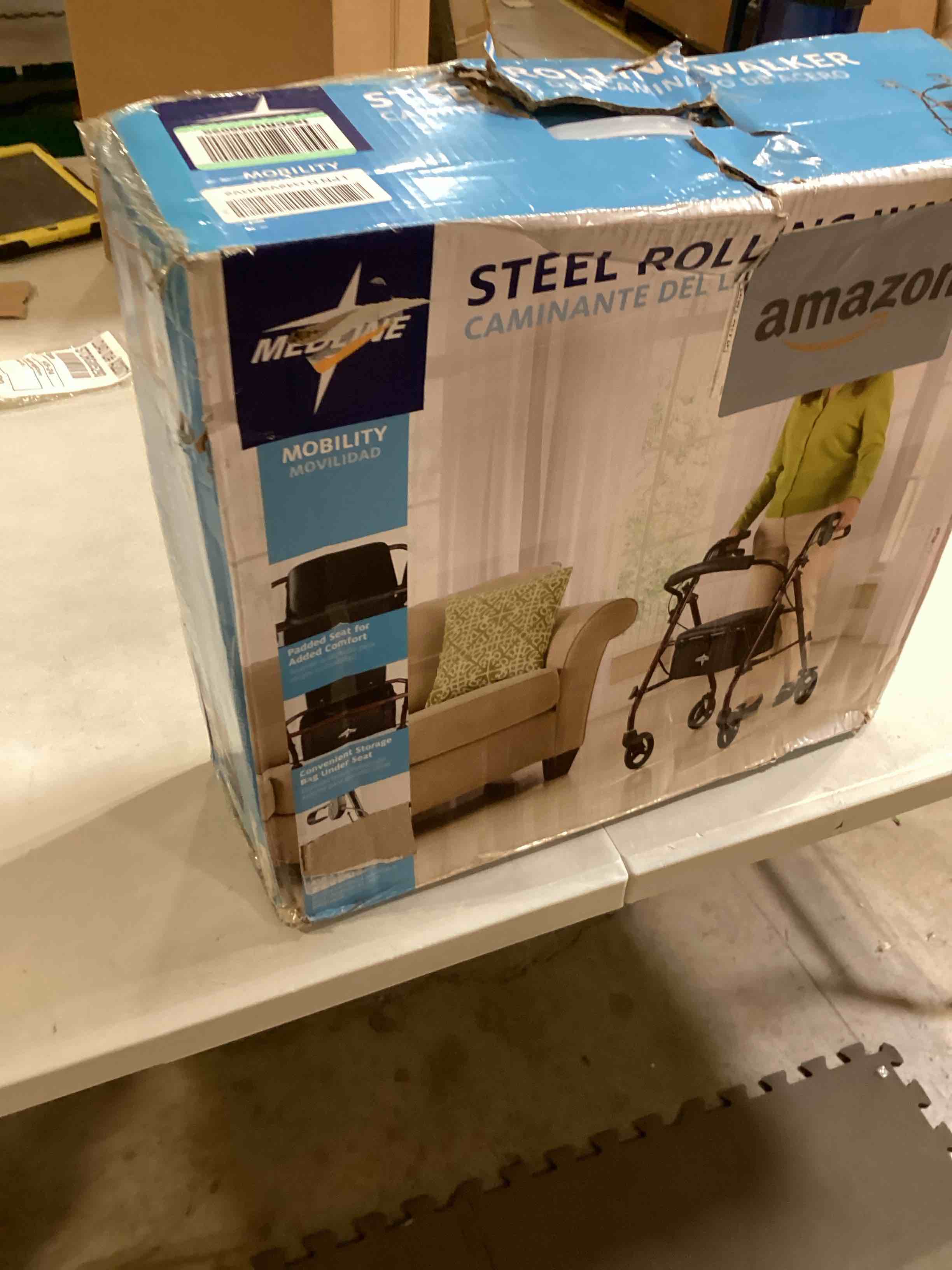 Medline Rollator Walker with Seat, Steel Rolling Walker with 6inch