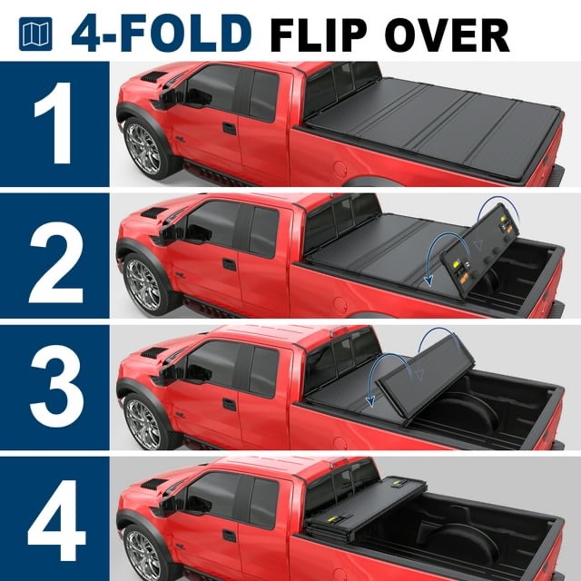 MOSTPLUS 5.5FT 4Fold Hard Truck Bed Tonneau Cover For 1523 Ford F150 F