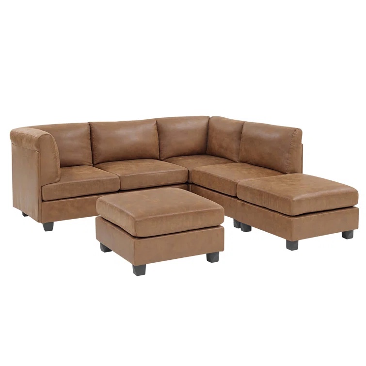 Angelamaria 6 - Piece Faux Leather Sectional ( 3 pieces Only // 2 Armless Chair And 1 Corner ) 