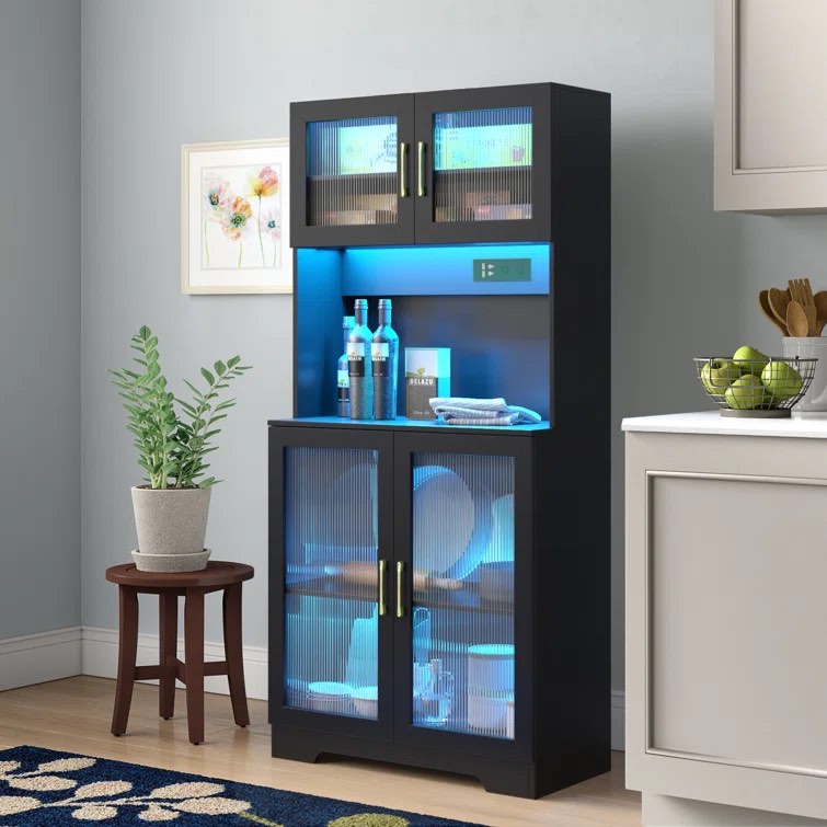 Black Ashgan 67'' Kitchen Pantry