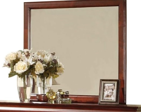 Acme Louis Philippe III Square Wooden Mirror in Cherry