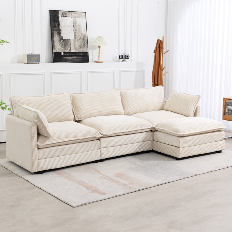 Redenius 4-Piece 112'' Upholstered Corduroy L-Shape Sectional( only arms )