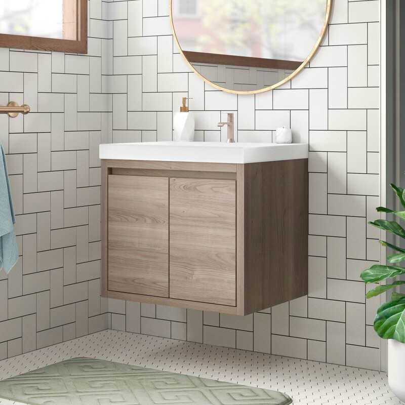 24.5" Wall-Mount Single Bathroom Vanity With Cultured Marble Top (  labamanos broken  Mueble good  ) 