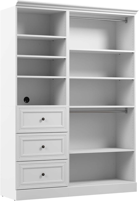 Bestar Versatile Closet Organizer System, 61-inch White Wardrobe and Drawers for Home Storage, Bedroom, Laundry, or Entryway, 61W( Incomplete Box 1 of 2)