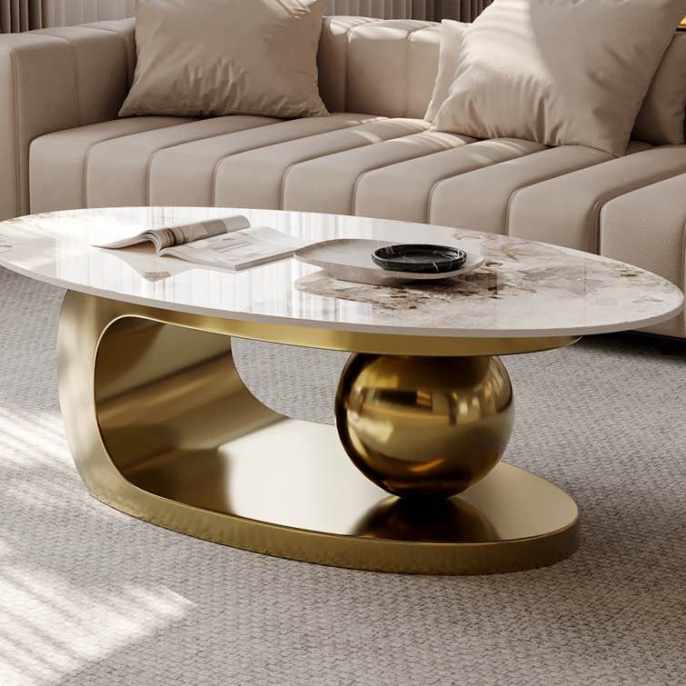 Labana 51-inch Pandora Oval Coffee Table with stone top( only top ) 