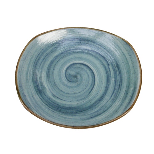 Plate, 10" dia., round, rolled edge, scratch/chip resistant, microwave, dishwasher & oven safe up to 380°F, porcelain, Corona, Artisan, blue (Stocked Item)  (7 plates)
