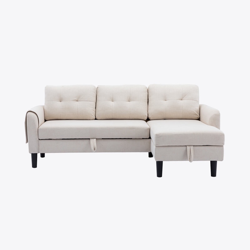 Sectional Sofa Reversible Sectional Sleeper Sectional Sofa with Storage Chaise ( incomplete/Box 2 / 2 / 2 ) 