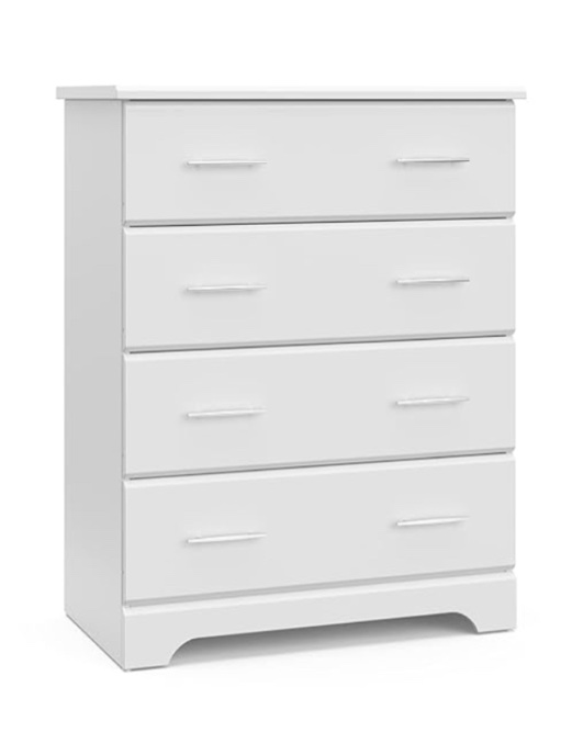 Storkcraft Brookside 4 Drawer Dresser (White) – GREENGUARD Gold Certified, Dresser For Nursery, 4 Drawer Dresser, Kids Dresser, Nursery Dresser Drawer Organizer, Chest of Drawers