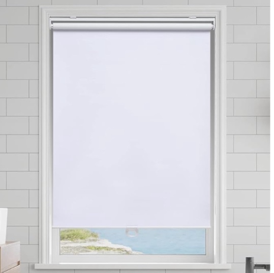 AOSKY Cordless Roller Shades Blackout Blinds for Windows Room Darkening Rolled Up Shades with Spring System, UV Protection Window Shades Door Blinds for Home and Office (35" W x 72" H, White)