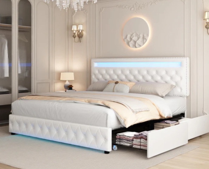 Ambient Glow Recessed LED Bed Frame(Full size )