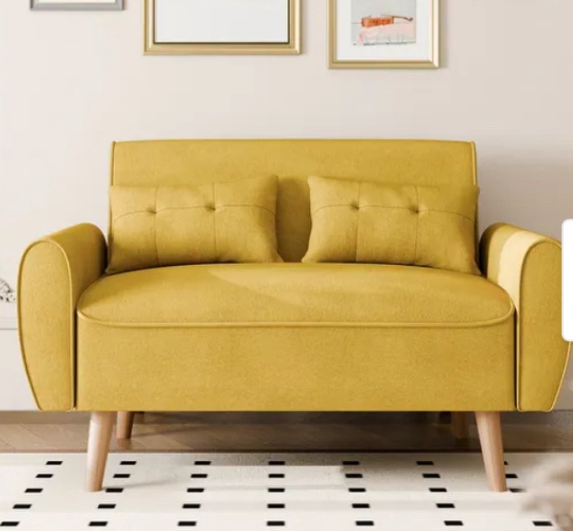 Futzca 47" Small Modern Loveseat Sofa - Yellow