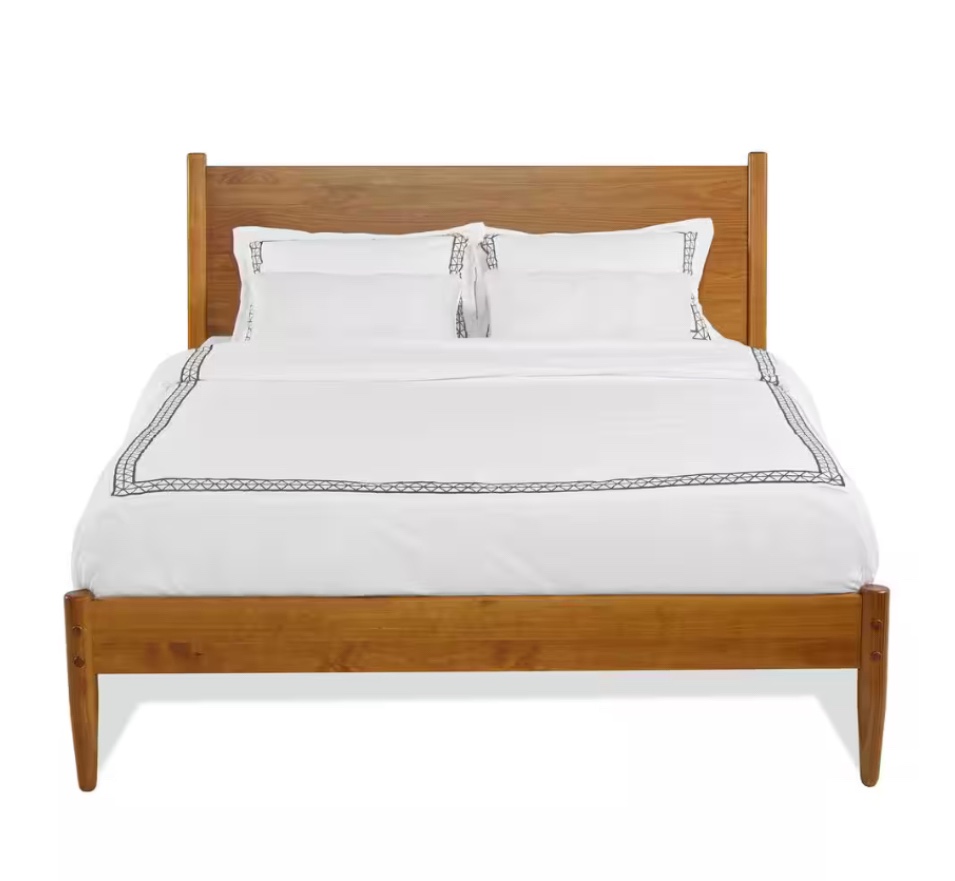 Mid-Century Castanho, Full Size, Panel Headboard, Platform Bed(Box 1 of 2)