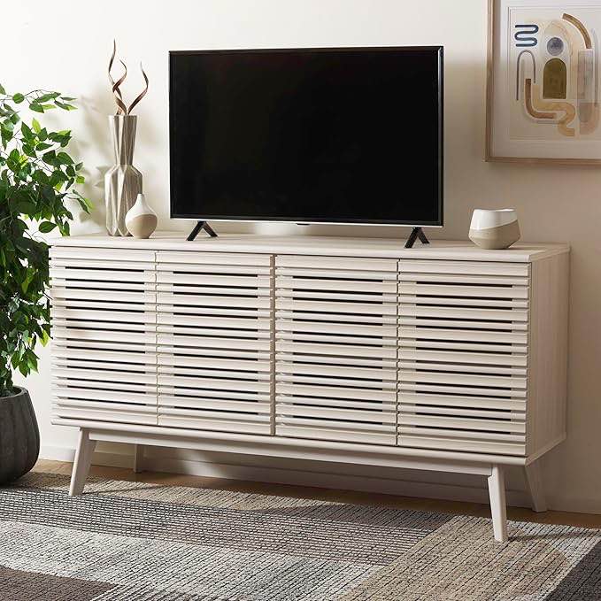 MED9614C-1-2 Atlantes 4 Door 4 Shelf Media TV Stand&#44; White - Box 1 of 2