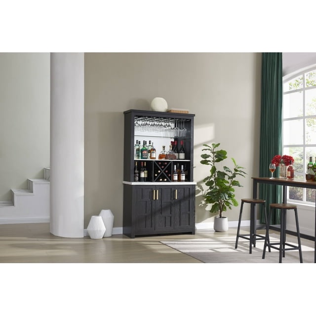 Home Source Home Bar Shelf Black/Gold(Box 1 of 2)