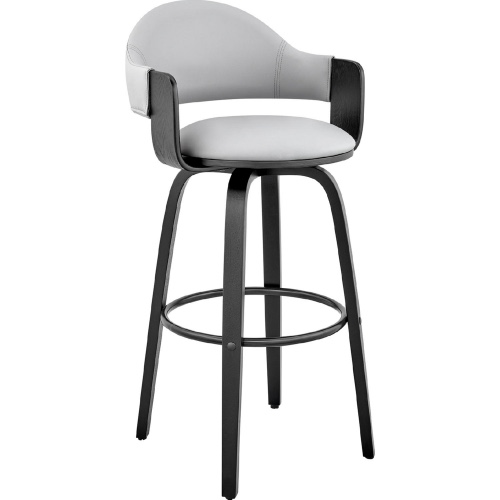 Daxton 26" Swivel Counter Stool in Gray Leatherette & Black Wood by Armen Living