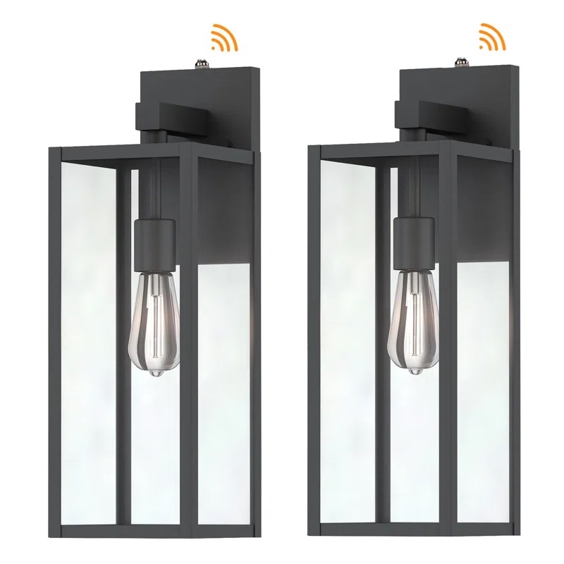 Tornillo 1-Light Outdoor Matte Black finish with Dusk to Dawn (1 glass panel broke on 1 light)(caution broke glass inside box)