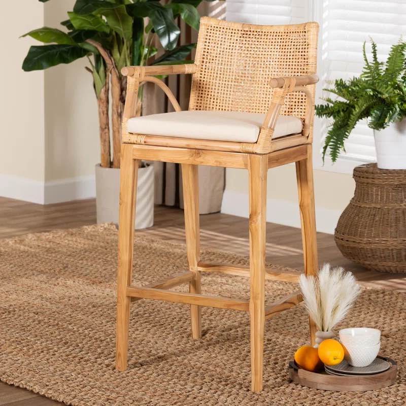Bali & Pari Storsel Bohemian Natural Rattan And Bar Stool