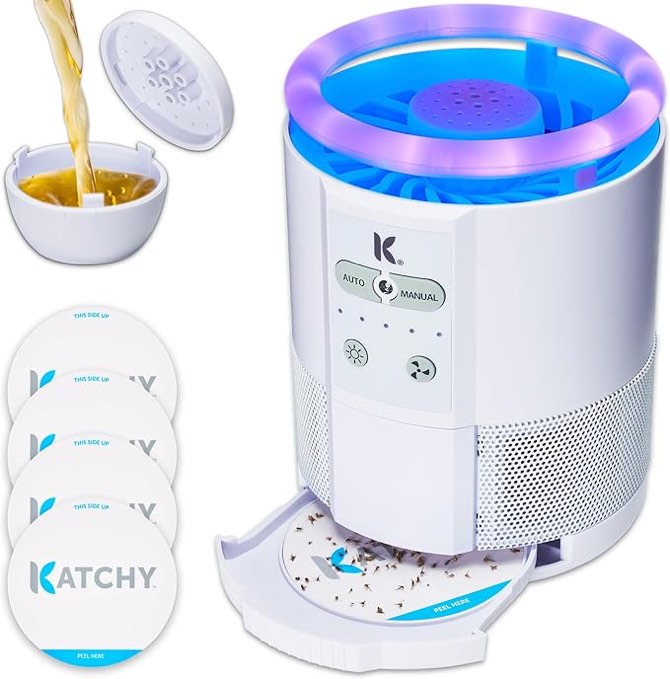 Katchy Duo 2 in 1 Indoor Fruit Fly Trap, Mosquito Killer, and Gnat & Bug Catcher with UV Light Fan and Sticky Traps for Bugs