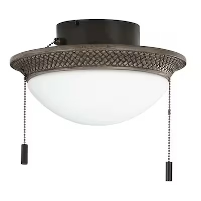 Harbor Breeze Tilghman II 11-in 2-Light Flush Mount Bronze LED Ceiling Fan Light Kit