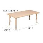 Goddard 24"W x 48"L Rectangle Plastic Adjustable Activity Table Set - 4 Chairs