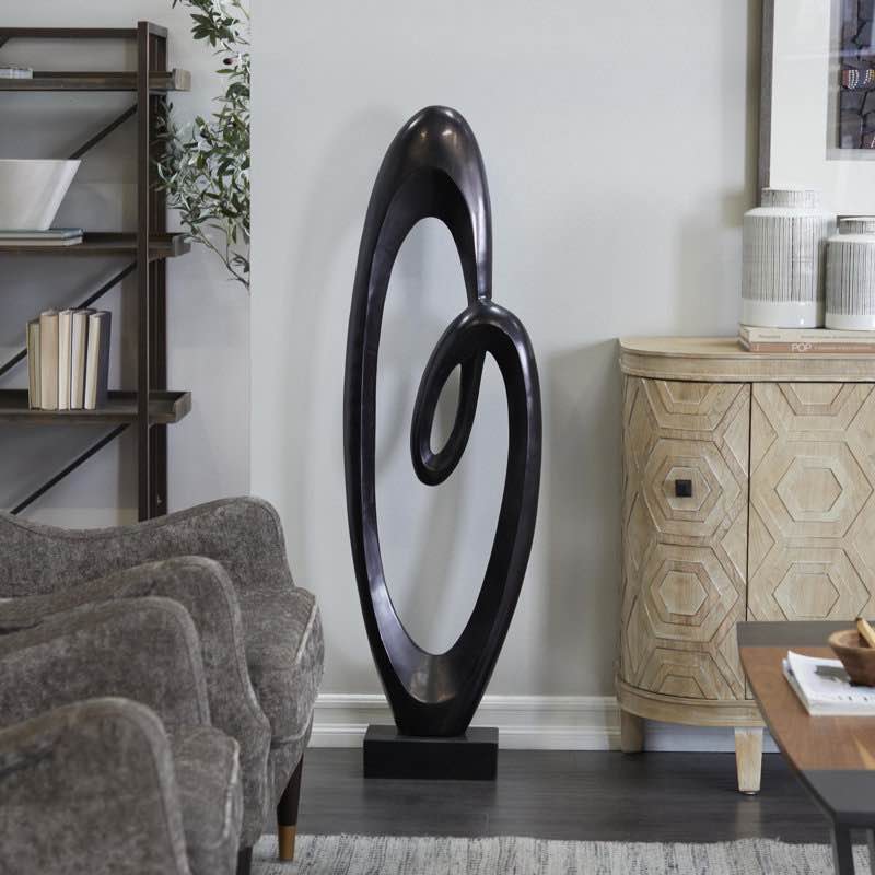 (similar)Anannya Aluminum Metal Swirl Abstract Decorative Sculpture with Black Base