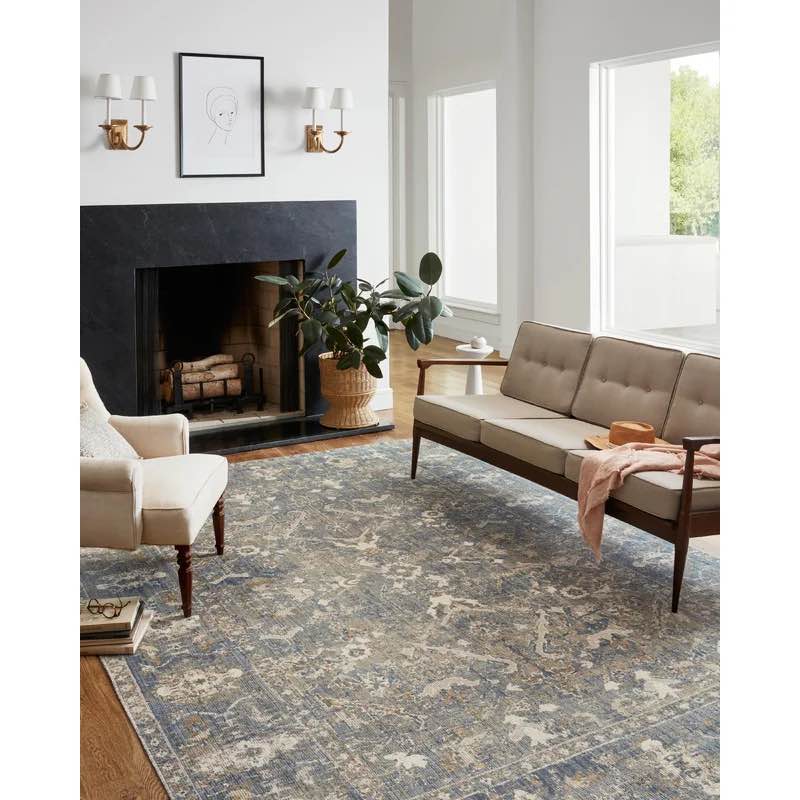 Chris Loves Julia x Loloi Rosemarie Oriental Sand/Lagoon/Off White Area Rug