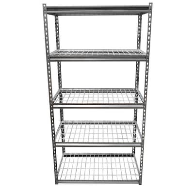 Project Source Metal Heavy Duty 5-Tier Utility Shelving Unit (36-in W x 18-in D x 72-in H), Gray,