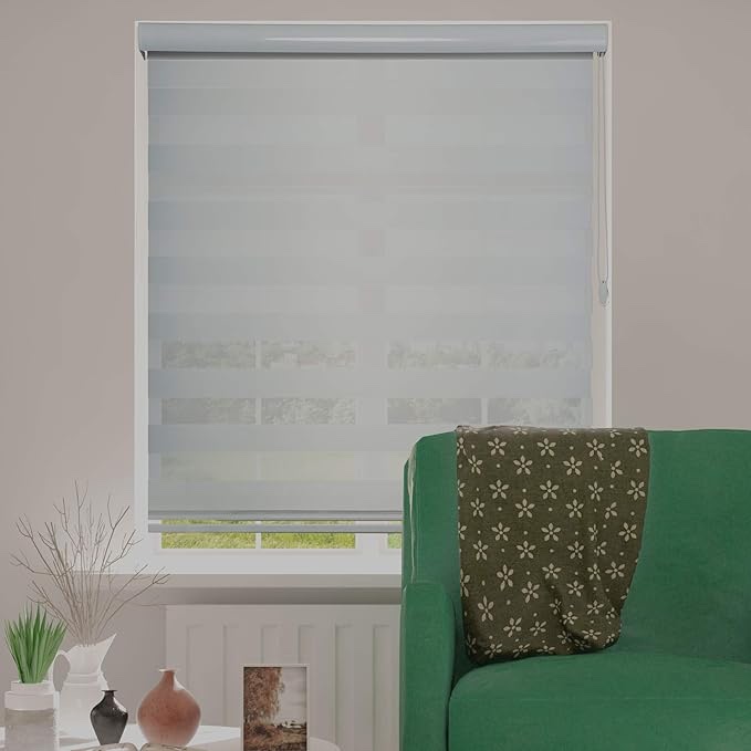 (similar)ShadesU Custom Size Zebra Blind Window Blind Privacy Light Filtering Shades (Non Cordless) (Maxium Height 72inch) (White Color)(Width 20 inch)