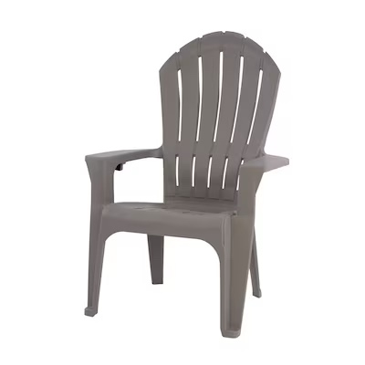 Adams Manufacturing Stackable Gray Resin Frame Stationary Adirondack Chair with Slat Seat It