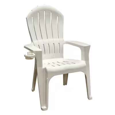 Adams Manufacturing Big Easy Adirondack Chair Stackable White Plastic Frame Stationary 