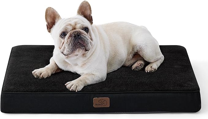 (SIMILAR) Bedsure Memory Foam Dog Bed for Medium Dogs - Orthopedic Waterproof Dog Bed for Crate with Removable Washable Cover and Nonskid Bottom - Plush Flannel Fleece Top Pet Bed, Black
