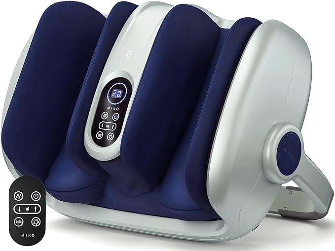 MIKO Shiatsu Foot Massager Machine Deep Tissue Massage Improves Circulation, Blood flow with Deep Kneading, Heat Therapy - Plantar Fasciitis, Neuropathy, Diabetics Fits Up to Size15