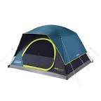 Coleman Skydome Camping Tent, 2/4/6/8 Person Family Dome Tent with 5 Minute Setup, Strong Frame can Withstand 35MPH Winds, Roomy Interior with Extra Storage Included Blue 8-person