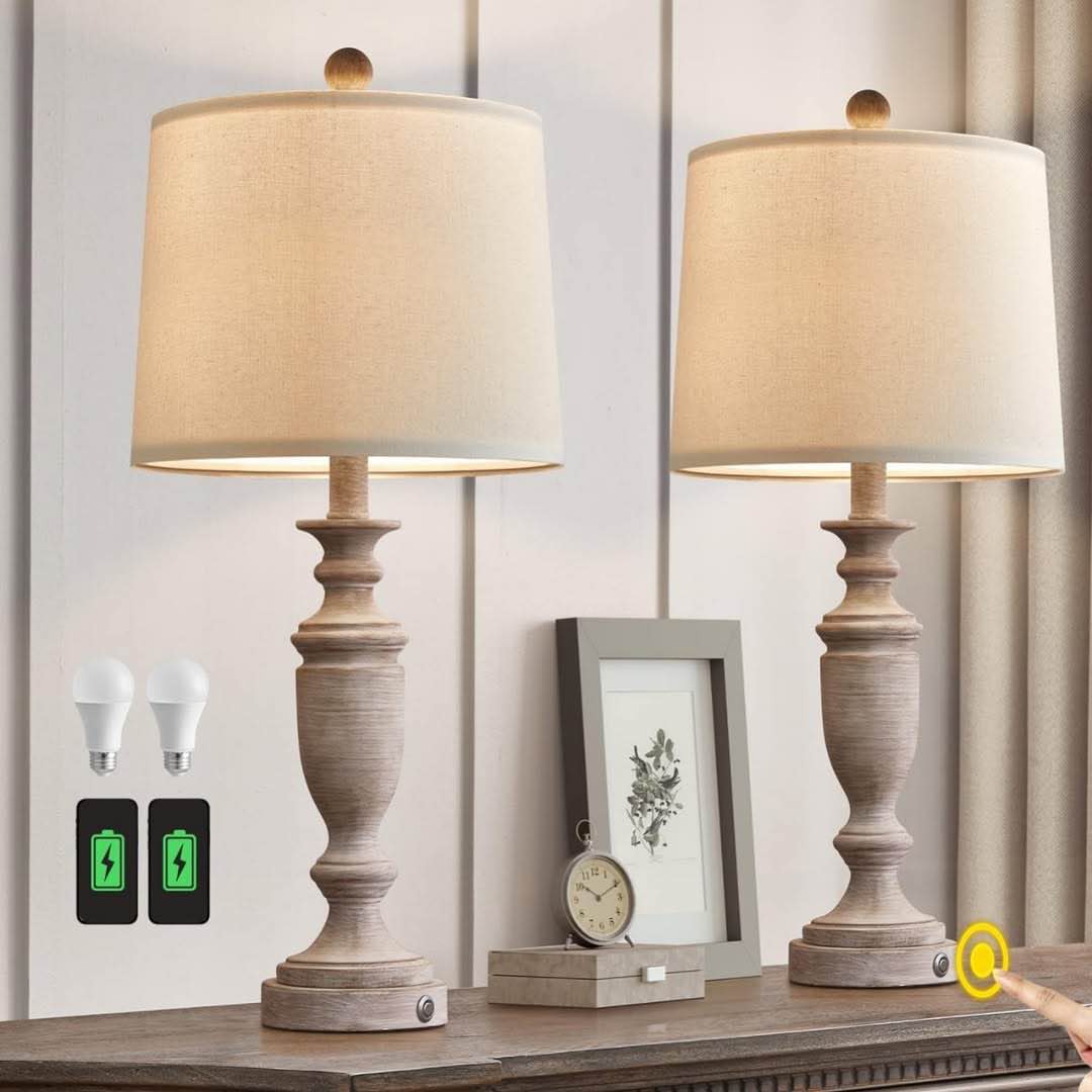 PORTRES 24.5" Touch Control Table Lamp Set of 2 AMZ-T1008RS-TU