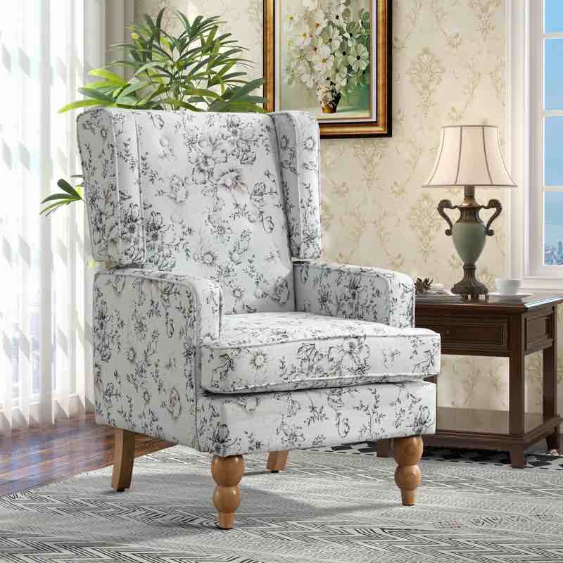 Bairoil 26.7'' Wide Modern Elegant Soft Floral Arm Accent Chair with Tufted Design