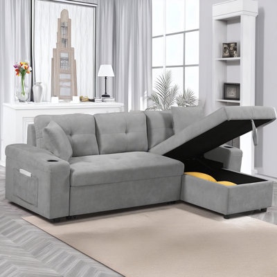 (SIMILAR,ONLY SIDES)  Main Sofa Part For Modern Tufted Sleeper Sofa Bed Beige  Box 1 Of 3