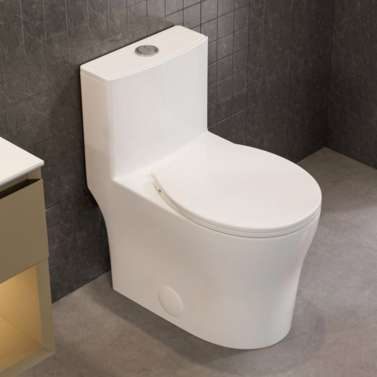Dual-Flush Round One-Piece Toilet with Glazed Surface Comfort Seat Height Modern Toilet (Seat Included) (Part number: CD-T003)