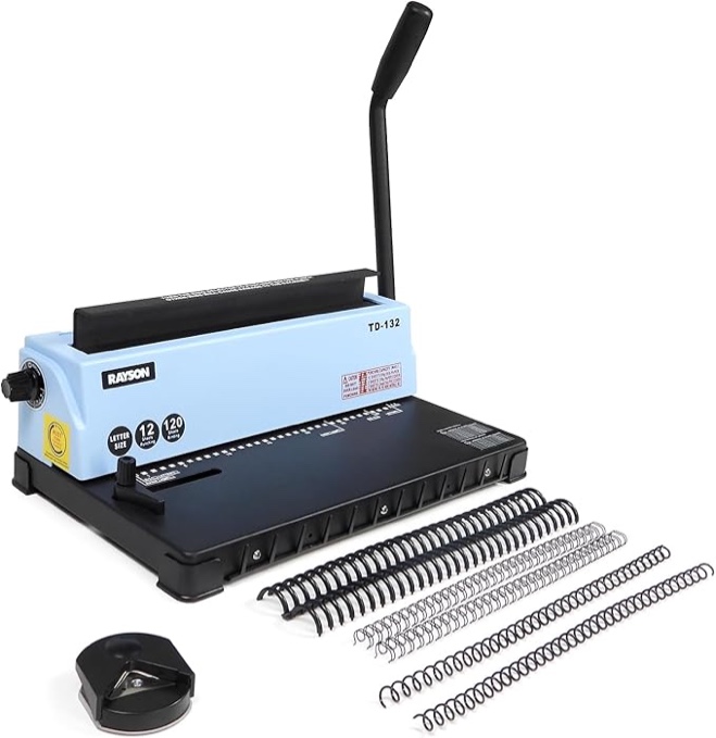 Rayson TD-132 Binding Machine Punch 12 Sheets/Bind 120 Sheets with Sturdy Metal Construction