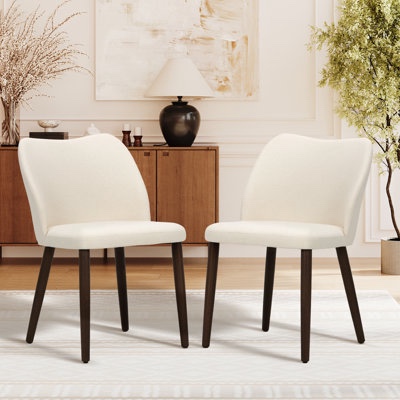 Upholstered Solid Wood Small Dining Chair (Set of 2)