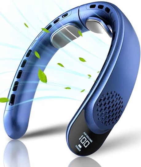 ASNUG Neck Fan, Bladeless Neck Fan, 4000 mAh Rechargeable Personal Fan, 360Â° Hands Free Wearable Fan, 3 Speeds Adjustable,Faster Cooling, Ultra Quiet, Suitable for Home, Office, Travel, Sports